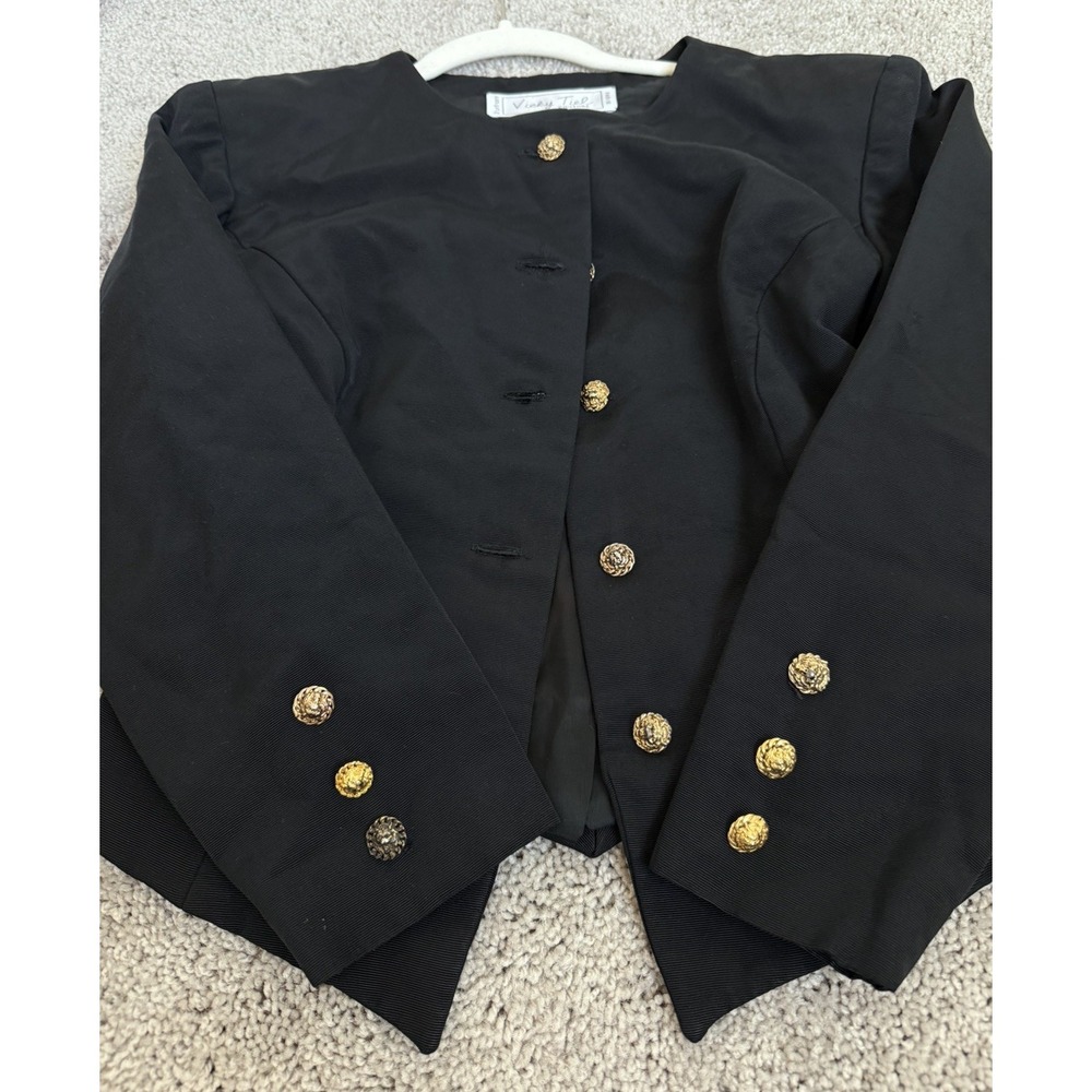 Vintage vicky tiel couture blazer Black Size Xs/s Gold Buttons‎ Elegant Paris - Picture 9 of 12